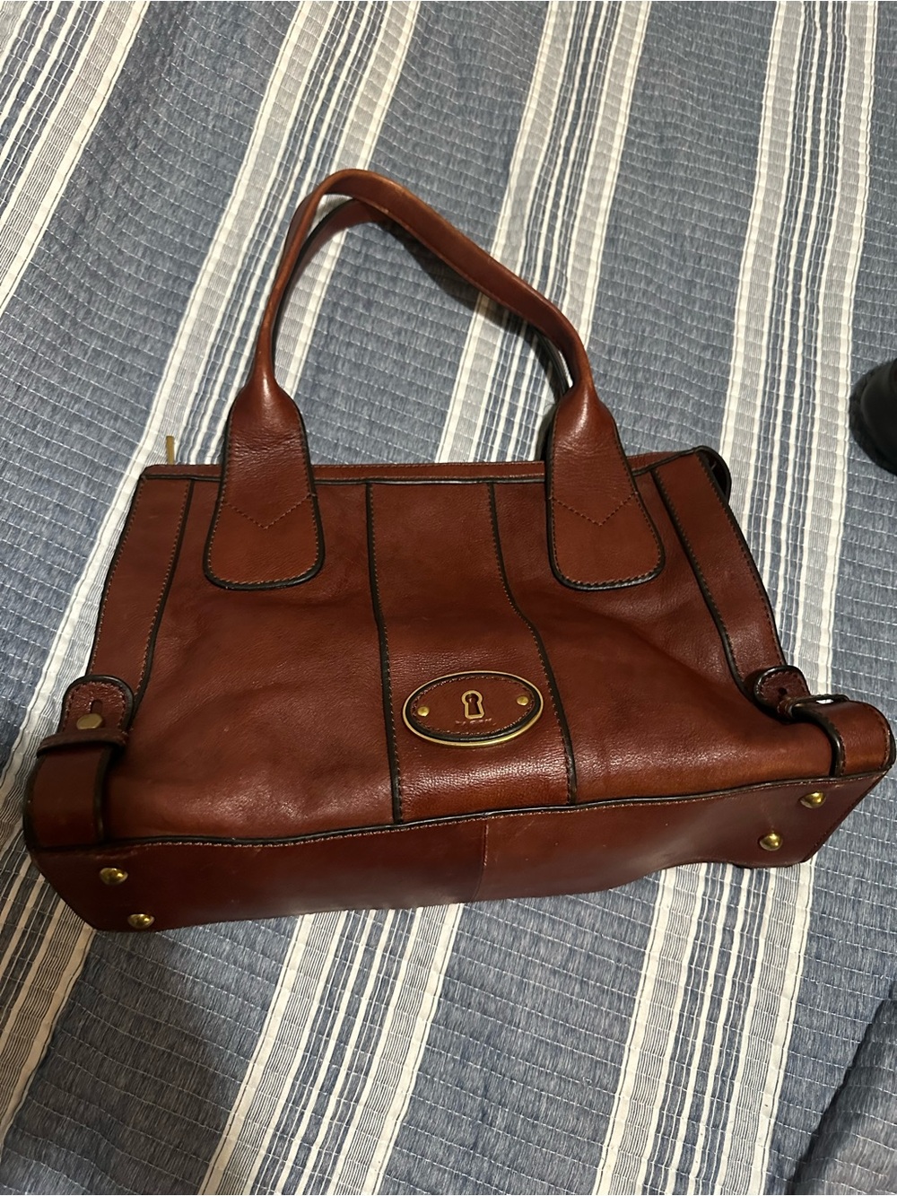 Vintage fossil reissue Brown Leather Tote Handbag